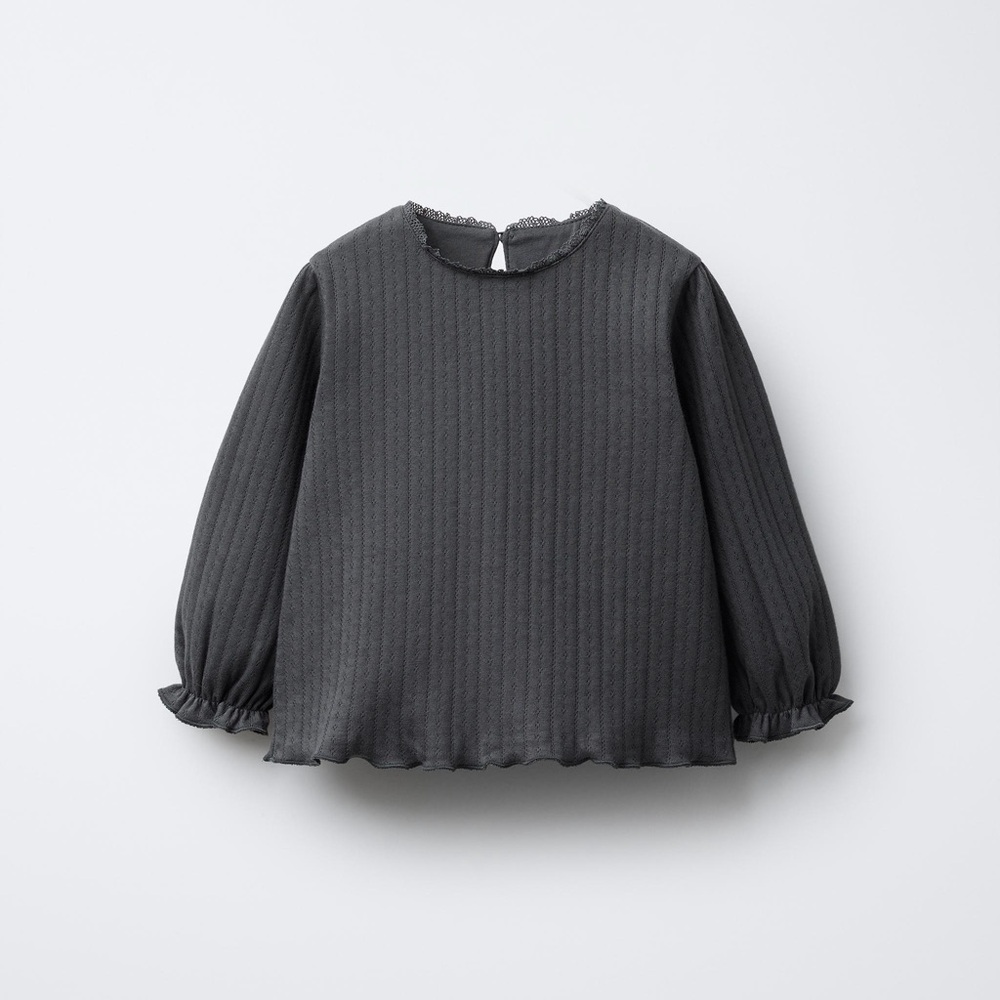 Zara Pointelle Lace Top